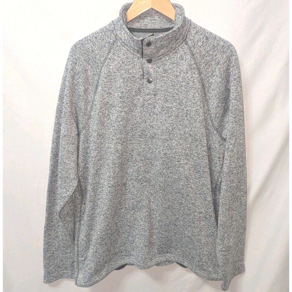 Sonoma Men's Super Soft Sweater Fleece XL Gray Long Sleeve Pockets Stretch